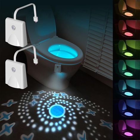 Luce notturna con sensore di movimento, 16 colori RGB cangianti, illuminazione LED per il water, ricaricabile tramite USB e facile da installare. (1/5)