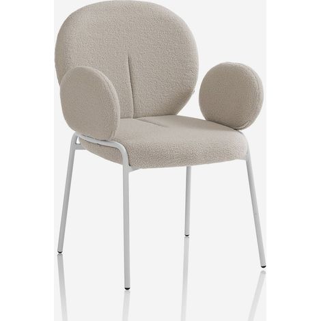 Gepolsterter Sessel mit Teddy-Stoffbezug und Armlehnen Kura - Beige