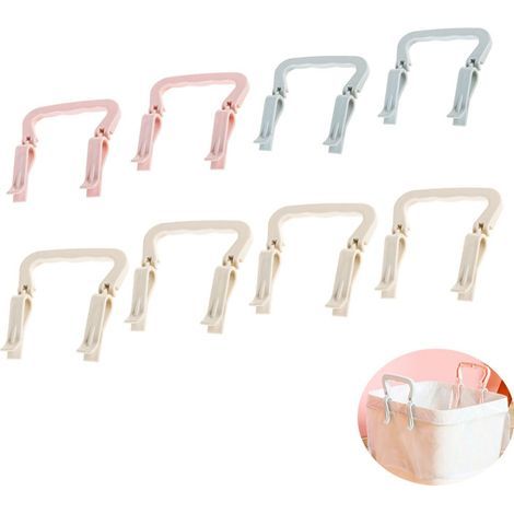 Lot de 8 pinces pour corbeilles à papier avec poignée, antidérapantes, pour sacs poubelles, boîtes en carton, bureau, sous le bureau, évier, armoire (1/5)
