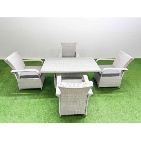 Fimous Outdoor Rattan Garden Furniture Set Patio 4 Chairs Plus Height adjustable dining table Sets Light Grey Mixed (1/5)