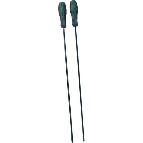 Brüder Mannesmann – Lot de 2 tournevis plats 450 mm – Lame extra longue en acier chromé vanadium – Pour visser dans espaces confinés (1/3)
