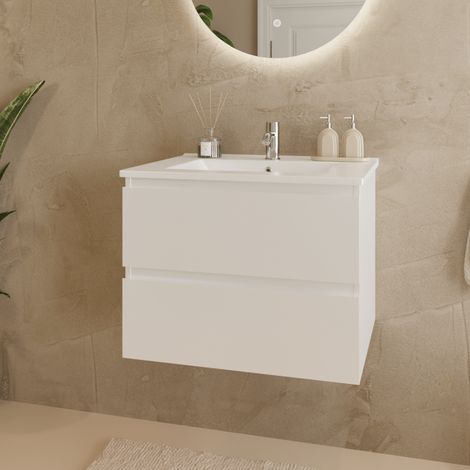 LOMAZOO Meuble De Salle De Bain Marenza Blanc Brillant 60cm - (1/5)