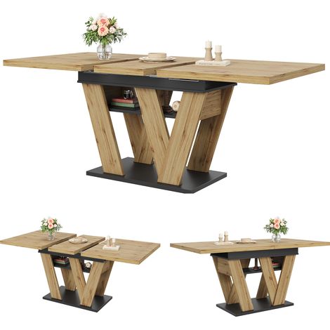 Table à manger extensible 119-158, 5x80 cm pieds en W (1/5)