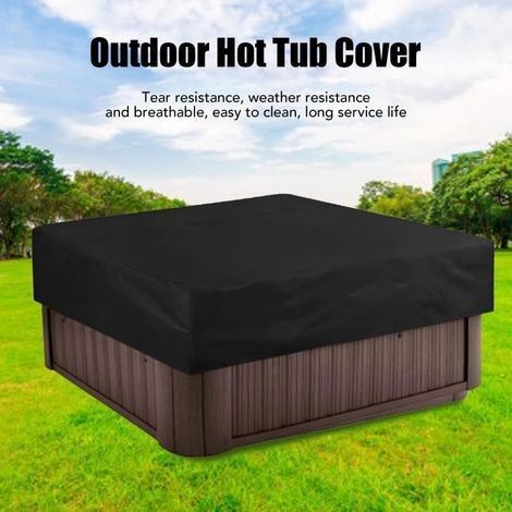 UNE Couverture pour baignoire de jacuzzi, protection imperméable pour spa 210x210x30cm Noir tout neuf (1/4)
