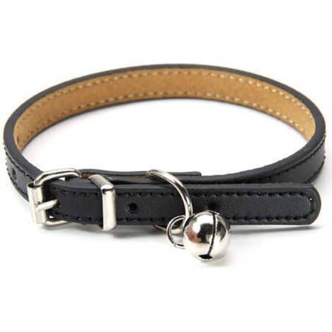 XS-Halsband aus Leder für Katzen und Welpen, verstellbar – Schwarz (1/5)