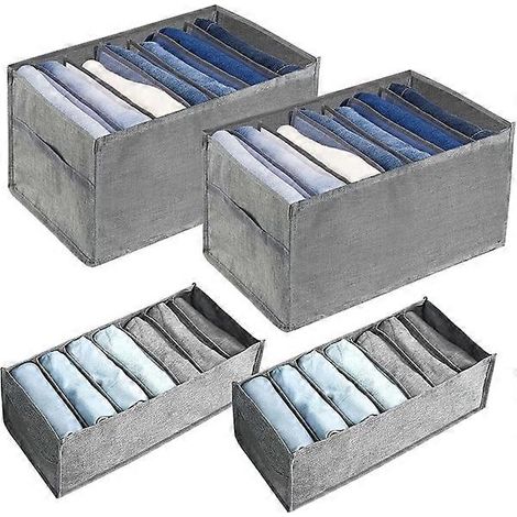 Ensemble de rangement pour armoire (4 pièces), tiroir à vêtements pliable (2 tailles), compartiment de rangement avec séparateur, boîte de rangement lavable (1/5)