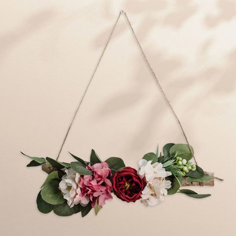 Pfingstrosen-Wanddekoration im Café-Stil, getrocknete Zweige, Blumen zum Aufhängen an der Wand, Vintage-Wandschmuck (1/5)