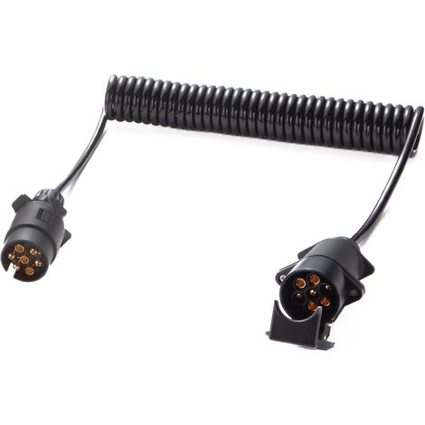 4,2 Mètres Rallonge Spirale Câble Remorque 7 Broches, Prise Remorque 7 Broches Male a Femelle, Câble Cuivre Pur, pour Véhicules Européens Remorque Yacht 12V/24V (1/5)