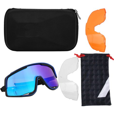 Ortviai Lunettes de vélo tout-terrain – Monture noire & verres bleus polarisés anti-UV 100 %, lunettes de protection (1/5)