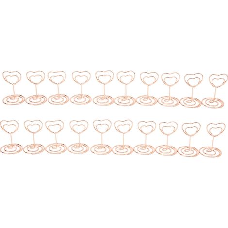 20 Pièces Porte-Numéro de Table Cœur Stable Métal Solide Porte-Carte Polyvalent pour Maison École Bureau Rose Doré (1/5)