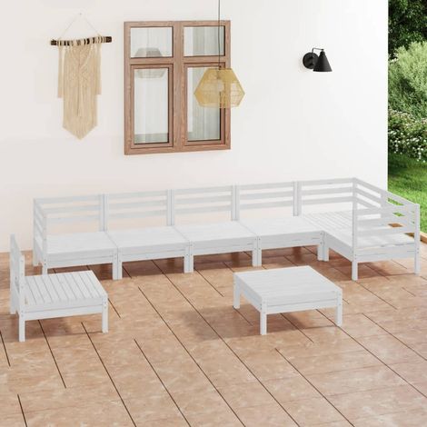 Juego de muebles de jardín 8 piezas madera maciza pino blanco vidaXL (1/5)