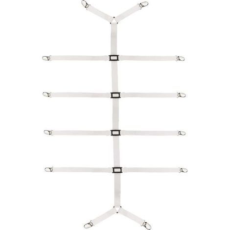 Fitted Sheet Fastener, Elastic Fitted Sheet Tensioner Perfect for Fitted Sheets and Flat Sheets, Bed Sheets, Mattresses, Sofa Cushions, Tablecloths (White) (1/5)
