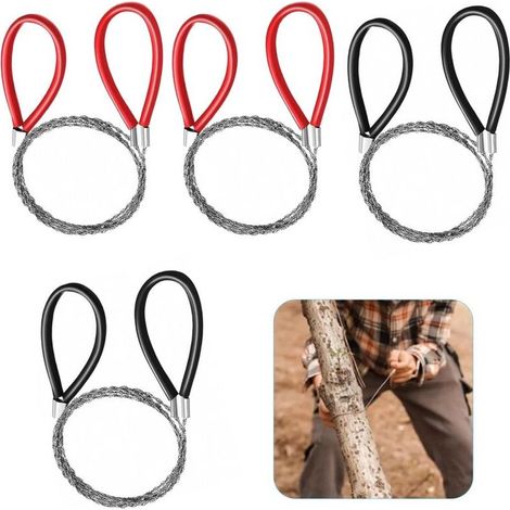Set mit 4 gezahnten Metalldrahtsägen - Edelstahl-Kabelsäge - Mini-Handkabelsäge - Notfall-Kettensäge für den Einsatz im Freien, Überleben, Camping, zum Schneiden von Ästen usw. (1/4)