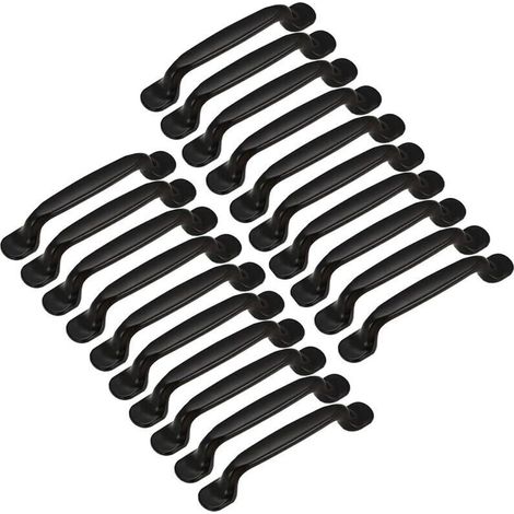 20 handles for kitchen, drawer and bedroom furniture, 128 mm hole spacing, black aluminium (1/5)