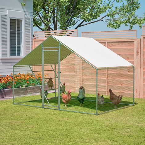 Avec échelle : poulailler 3x2m incl. cadenas de sécurité, couverture UV étanche & tubes renforcés 1mm, idéal pour poulets, pigeons, canards (1/5)