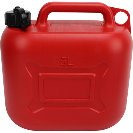 Bidon d'essence 5 L (1,3 gallon) en ABS rouge étanche, portable, avec tuyau de sortie de 27 cm (1/5)
