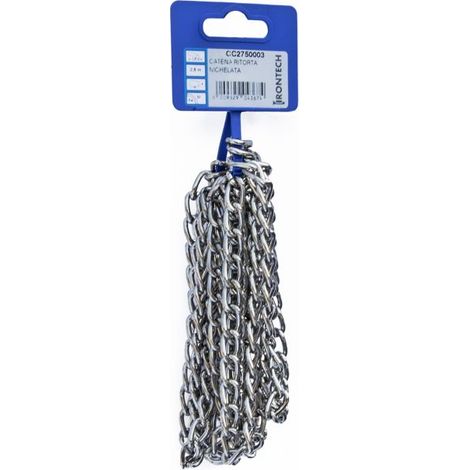 Catena ritorta pretagliata Ø 2,5 mm. in acciaio nichelato 2,5 mt.
