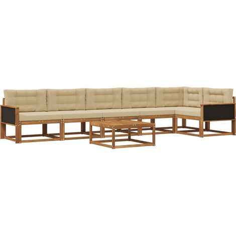 Outdoor-Sofagarnitur mit Kissen 7 pcs Natur und Beige vidaXL