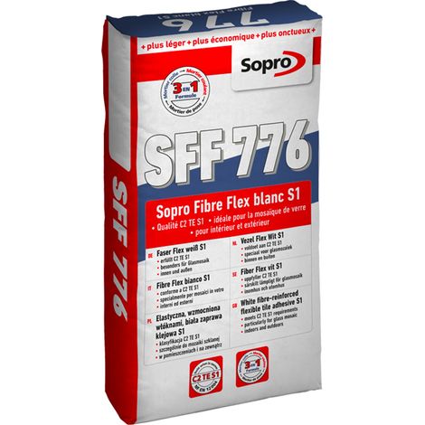 Mortier Colle flex spécial pierre naturelle - Blanc - Sopro SFF 776 - 20 kg