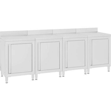 Table de travail inox avec armoire de rangement, 4 pièces, argenté, 240 x 60 x 95-96 cm - PANGIVO (1/5)
