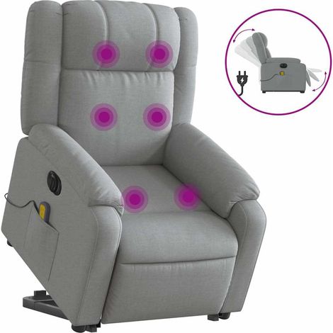 Maison Exclusive - Poltrona Alzapersona Massaggi Elettrica Grigio Chiaro Tessuto