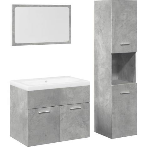 Maison Exclusive - Set Mobili da Bagno 4 pz Grigio Cemento in Legno Multistrato