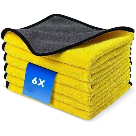 Lot de 6 Chiffon Microfibre Voiture avec 400 GSM, Sechage Lavette Microfibre Lingettes Poussiere Serviette pour la Peinture Voiture, Ultra Absorbant, Nettoyage Professionnel 40 X 30 cm