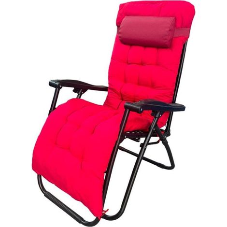 TRADE SHOP - Sdraio Con Cuscino Imbottito Rosso In Textilene Poltrona Relax Terrazzo Giardino 483006 -