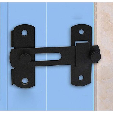 Grange porte coulissante serrure antique loquet de porte armoire à vin armoire murale en acier inoxydable boulon de porte hangar serrure de porte coulissante (Noir mat 1 pièce) (1/4)