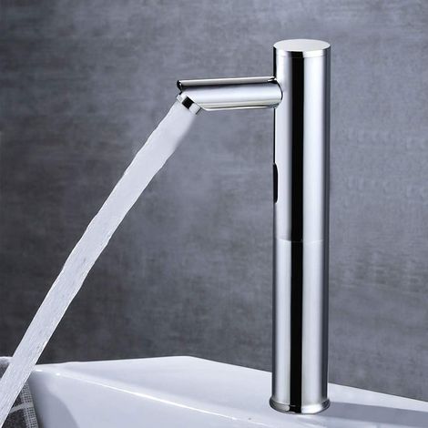 1 Robinet à induction, Corps en laiton chromé, Détection 20 cm, Pour salle de bain et cuisine