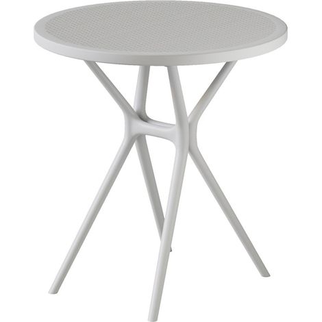 Home Heavenly® - Pack 2 mesas auxiliares redondas Gaia, ligeras y resistentes para interior o exterior, diseño moderno. Color: Blanco (1/5)