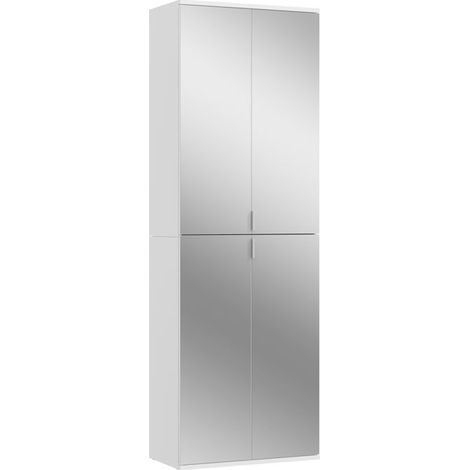ProjektX Kleiderschrank 4 Türen weiß, Spiegel.