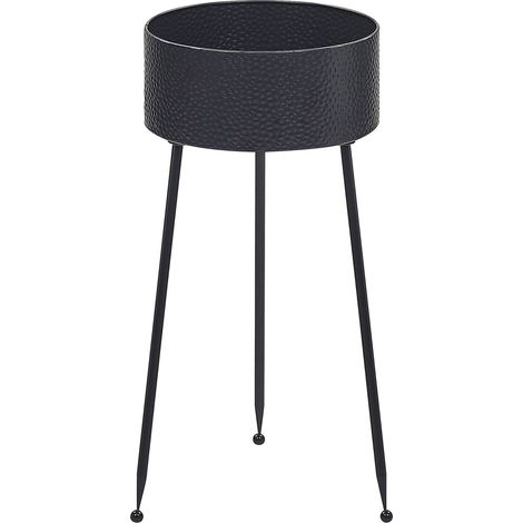 Vaso per Fiori Moderno con Piedistallo 29 x 26 x 50 cm in Metallo Nero Leika (1/5)