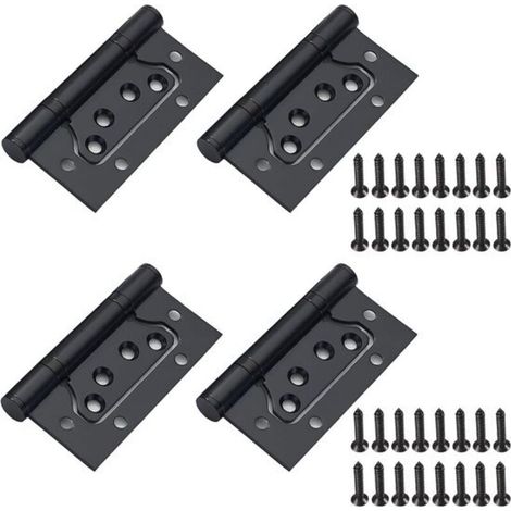 Bisagras de acero inoxidable negras con tornillos - juego de 4, bisagras plegables para puertas de madera, armarios de madera, gabinetes, 100 mm x 50 mm