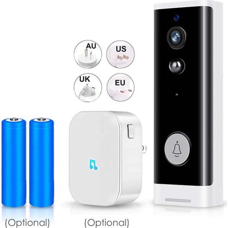 Sonnette vidéo étanche IP65, sans fil, résolution 2K QHD avec détection de mouvement, support réglable pour un positionnement optimal et stockage cloud-AquaForge