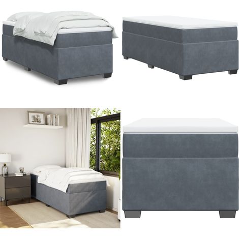 Boxspringbett mit Matratze Dunkelgrau 90x200 cm Samt - Samtbett - Boxspringbett - Doppelbett - Bettenrahmen - Luxusbett - Home & Living (1/5)