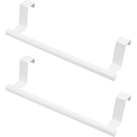 Toallero para colgar sobre la puerta, no requiere taladrar, para cocina, baño y armario, 36 cm, 2 unidades (blanco) (1/4)