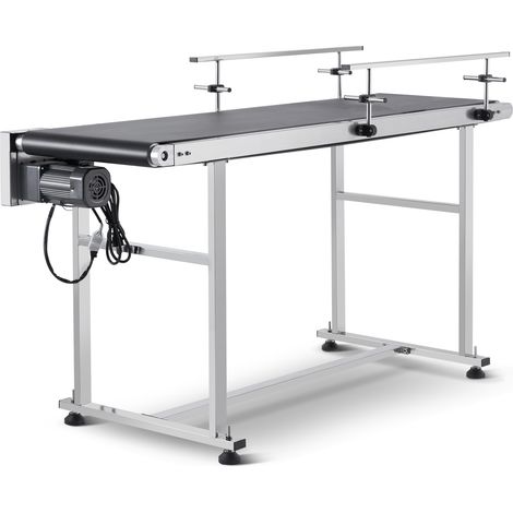 VEVOR Transportador de Correa Motorizado 1498,6x398,8 mm Transportador Acero Inoxidable Cinta Transportadora de PVC Antiestática Barandilla Doble para Aplicación de Codificación por Inyección de Tinta