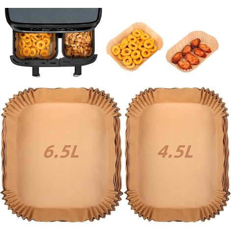 Papier Cuisson pour Dual Easy Fry XXL 11L, Accessoires Air Fryer pour Air Fryer XXL 10L(6l+4l), Papier Sulfurisé pour Double Friteuse à Air 6,5L/4,5L EZ942BF0 (1/5)