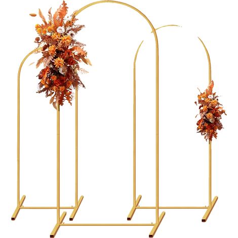 Hochzeitsbogen, langlebiges Metalldesign, werkzeugfreie Montage, Gold, 3-teiliges Set (1/2)