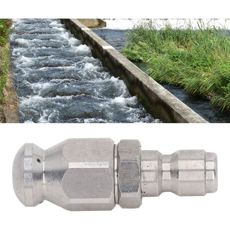 Buse de débouchage pour nettoyeur haute pression 5000 PSI, mini buse compacte et durable, tuyau de débouchage haute pression, petite tête ronde - 1 trou à l'avant, 3 trous à l'arrière (1/5)