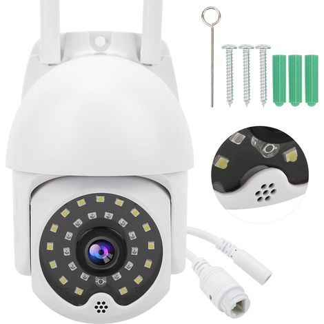 Caméra de Surveillance WiFi 360° avec Audio Bidirectionnel, Détection de Mouvement et Alarme, Compatible Prise UE 100‑240V (1/5)