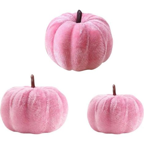 Lot de 3 citrouilles artificielles réalistes et veloutées pour Halloween, Noël, Thanksgiving, centres de table, décoration de la maison et du bureau (1/5)