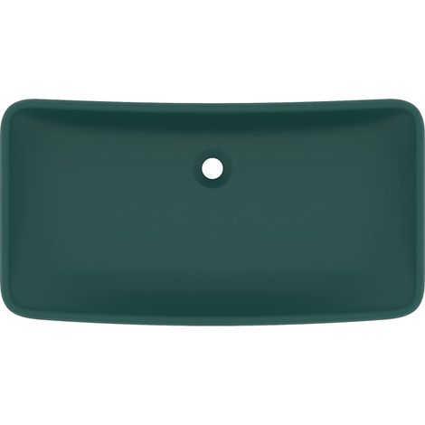 Lavabo da appoggio rettangolare di lusso lavabo da bagno lavabo per sala trucco 71 x 38 cm ceramica verde scuro opaco 020002701