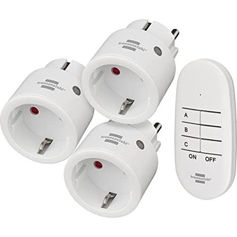 Brennenstuhl Comfort-Line-Set di 3 Prese Radiocomandate Mini 3+1 Interruttore Radio Bianco (1/5)
