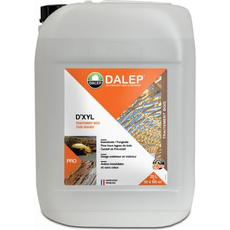Dalep – Traitement de bois D'XYL 20L – Insecticide et fongicide pour charpentes – Protection préventive et curative – Sans odeur