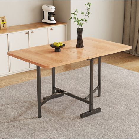 Table à manger en MDF, effet chêne blanc américain, 120 cm, extensible et pliante (1/5)