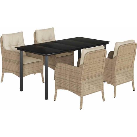 Maison Exclusive - Set comedor de jardín 5 pzas con cojines ratán (1/5)