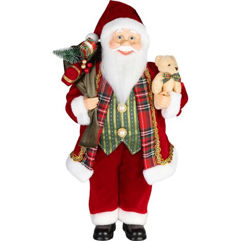 Dekoration MagicHome Weihnachten, Weihnachtsmann, mit Geschenk und Bar, rot, 46 cm (1/3)