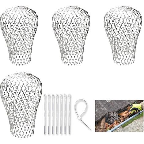 4 pièces Filtre Gouttiere, Crapaudine de Gouttière Galvanisée, Alliage D'aluminium, Convient Pour un Diamètre de 3 à 15 cm (1/5)